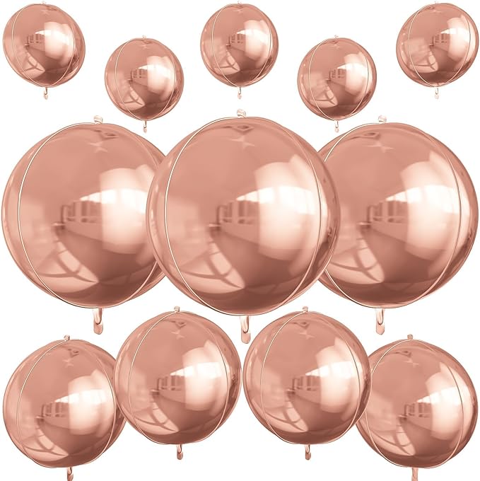 12Pcs Champagne Gold Round Foil Balloons, Metallic Foil Balloon by vibzox