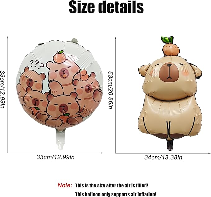 3PCS Capybara Animal Balloons Round Capybara Shaped Foil Birthday Balloon - Image 2