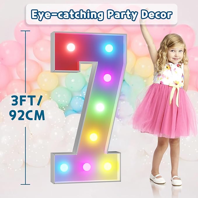 imprsv 3FT Colorful Marquee Numbers, 18 Colors Number 7 - Image 6