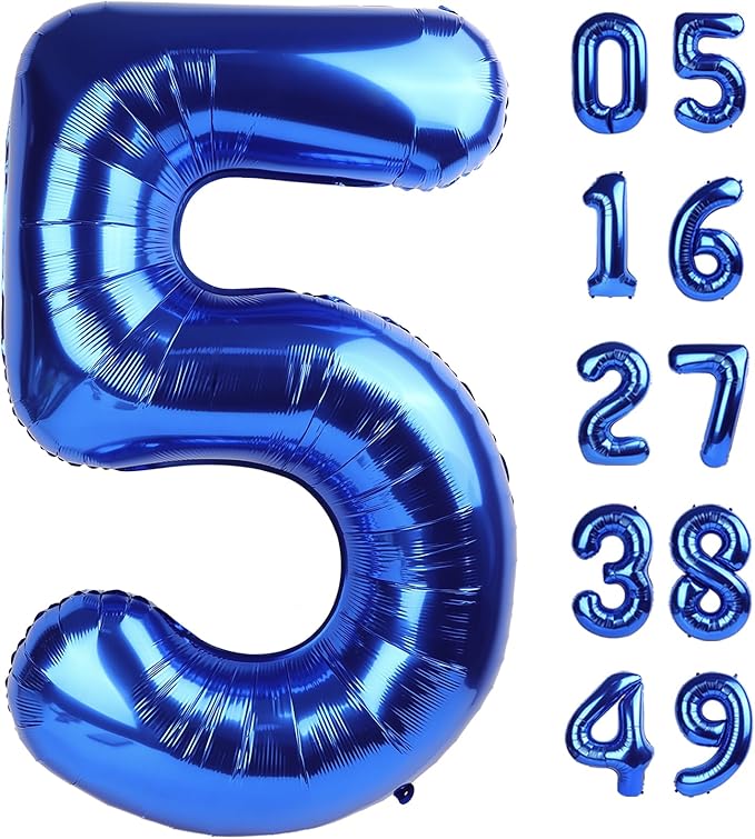 40 Inch Big Dark Blue Number 5 Balloon Birthday Decoration, Number 5 Helium by Lnhiya