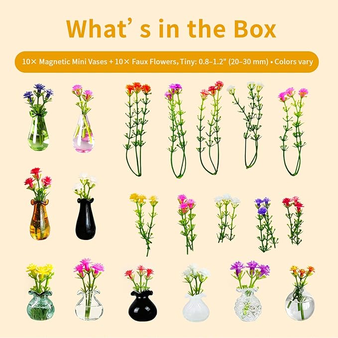 Magnetic Bud Vase Set – Mini Ceramic & Glass Vases - Image 5