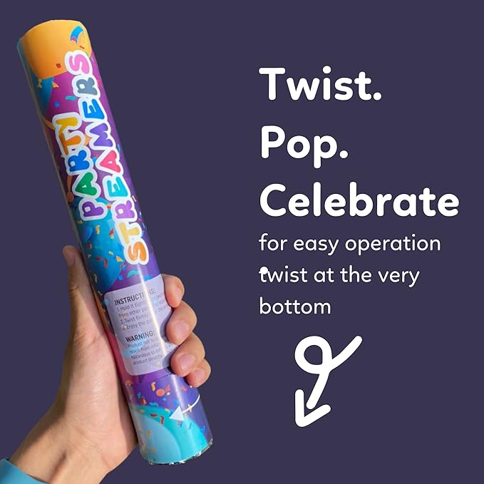 No Mess Streamer Confetti Cannon Party Poppers | 6 Pack | Multicolor Streamers - Image 5