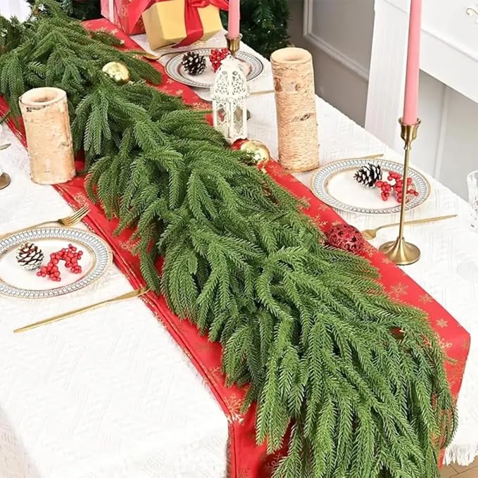 Christmas Decorations Artificial Norfolk Pine Garlands 9FT, Outdoor Decorations - Image 7