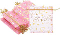 PATIKIL 100 Pcs 5x7 Inch Heart Printed Organza Bags by PATIKIL