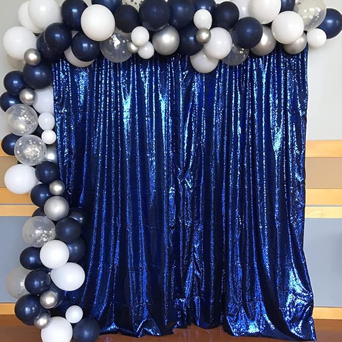 Poise3EHome 4Pcs 2Ft x 8Ft Blue Sequin Backdrop Curtains, Glitter Photography - Image 7