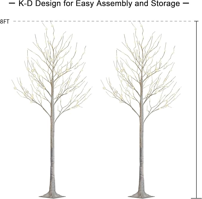 LIGHTSHARE 8 Feet 132L LED Birch Tree Lights, Warm White, - Image 7
