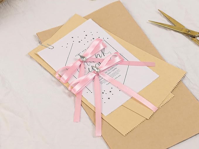 Rose Pink Satin Ribbon 1/4 inch X Continuous 100 Yards, Single Face Polyester - Image 7