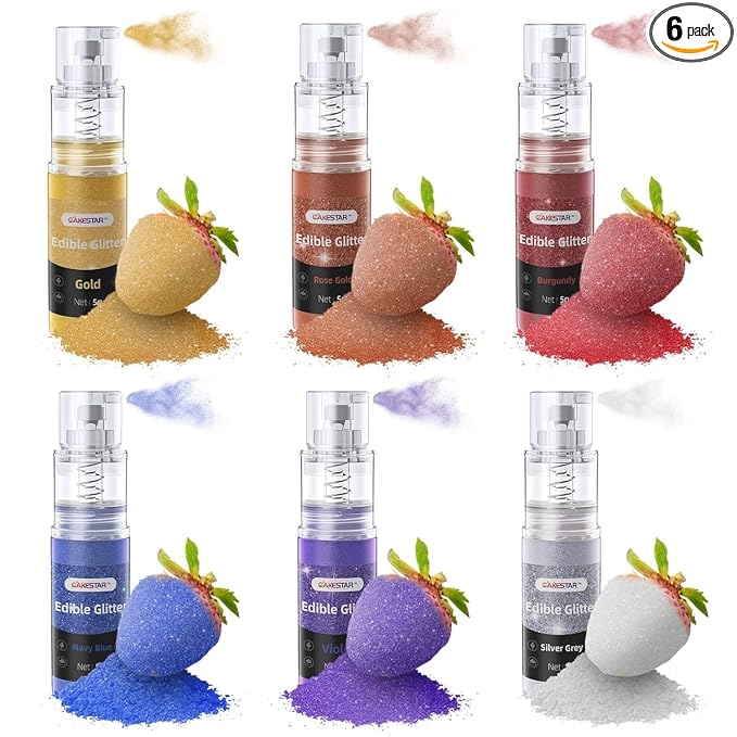 Edible Glitter Spray, Edible Luster Dust, 6 Colors, Edible Glitter by MakingYourBakeryCreative