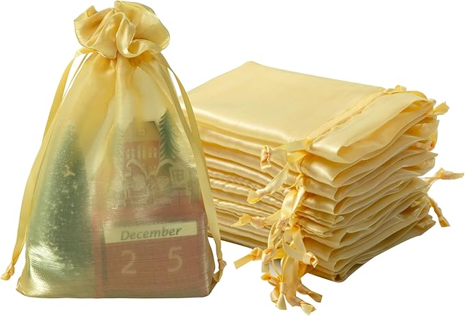QIANF 20 Pcs Gold Small Organza Bags 6X9 inch by QIANF