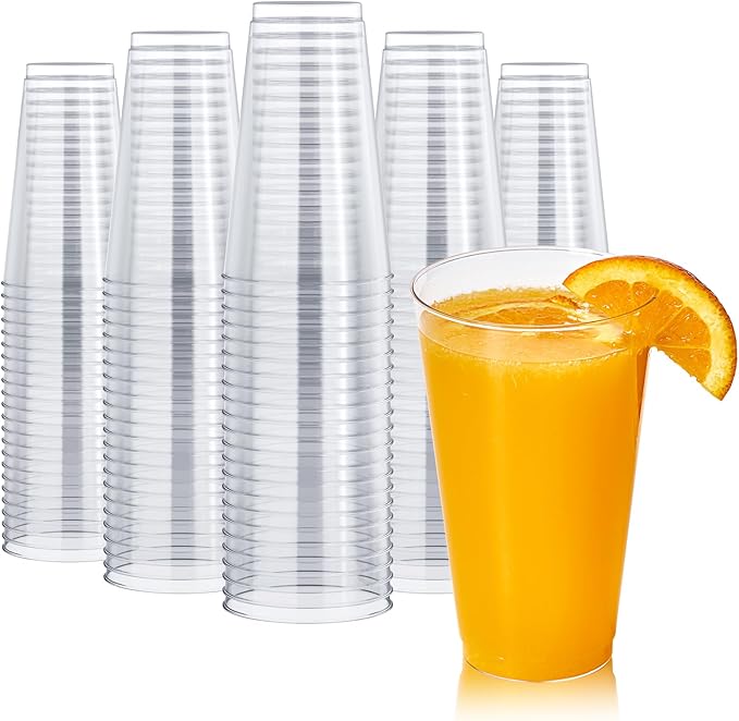 FOCUSLINE 200 Pack 16 oz Clear Plastic Cups, Large Disposable Cups Plastic by FOCUSLINE