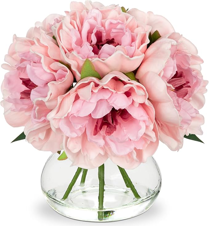 Hollyone Light Pink Peonies Artificial Flowers by Hollyone
