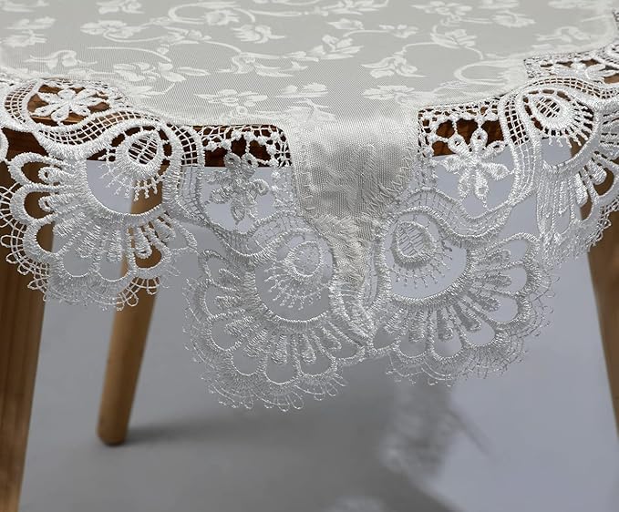 vctops Damask Lace Patchwork Tablecloth Luxury Square Small Table Cover Elegant - Image 4
