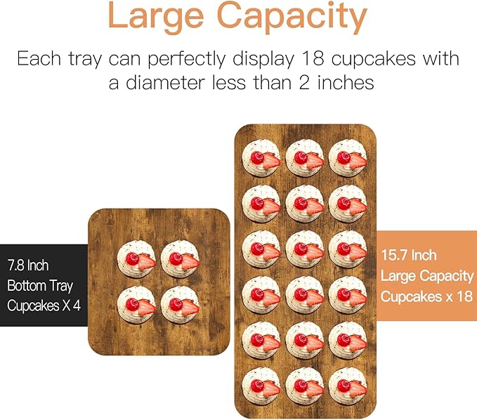 Cupcake Stand for 50 Cupcakes Wooden Dessert Table Display Set Rustic Dessert - Image 7