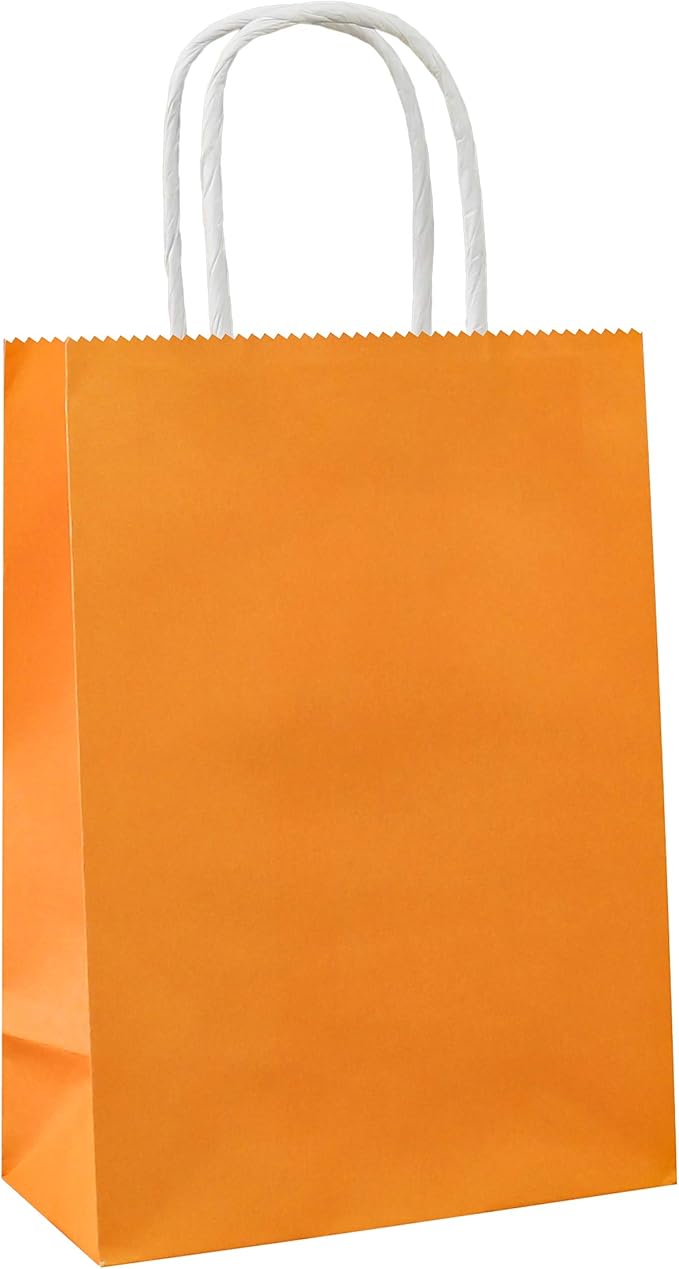 25 PCS Small Gift Bags Orange Kraft Paper Bags by ADIDOEVA