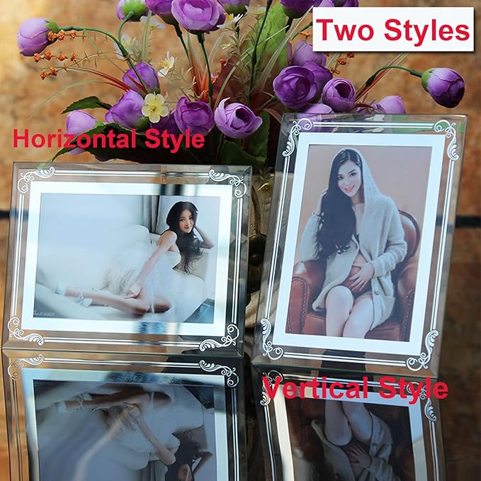 Glass Photo Frames Picture Frame 4x6 High Definition Silver Vertical and - Image 3