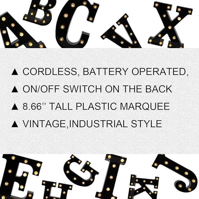 Light Up Black Alphabet Marquee Letters Sign LED Marquee Number Lights Sign - Image 7
