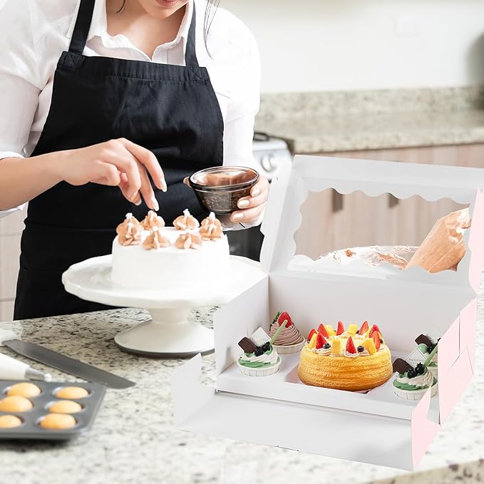 JCD 8 Packs Pink Bento Cake and Cupcake Box 5 Holes Fit 4 Cupcakes and 1 Mini - Image 5