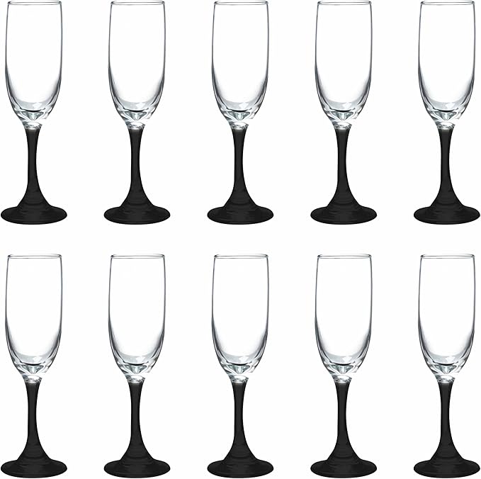 DISCOUNT PROMOS Premiere Champagne Flutes 6.25 oz. Set of 10, Bulk Pack by DISCOUNTPROMOS