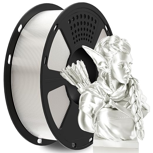 GIANTARM 3D Printer Filament, Silk White Pla Filament, 1Kg Spool, 1.75mm by GIANTARM