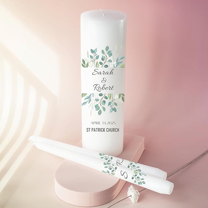 Unity Candles for Wedding, Modern Unity Set, Custom and Personalized Pillar and - Image 6