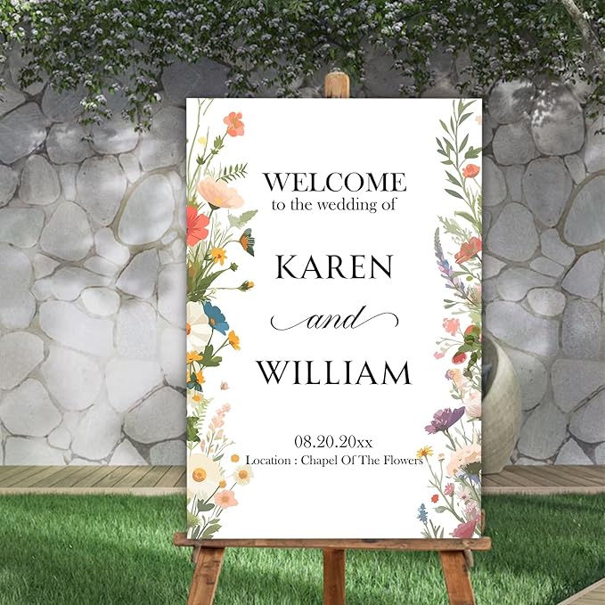 Personalized Wildflower Wedding Welcome Sign, Floral Personalized Sign - Image 4
