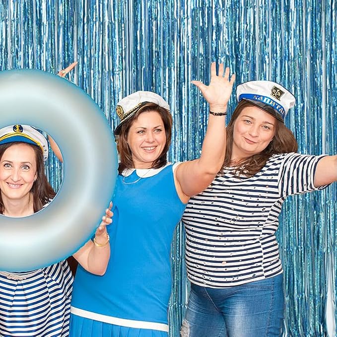 TONIFUL 3Pcs Laser Light Blue Door Streamers, Laser Blue Photo Booth Backdrop - Image 4