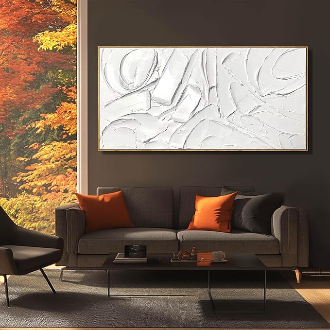 Abstract Oil Painting Artwork Framed Canvas Art Maximalist Decor 24"x48" Modern - Image 2
