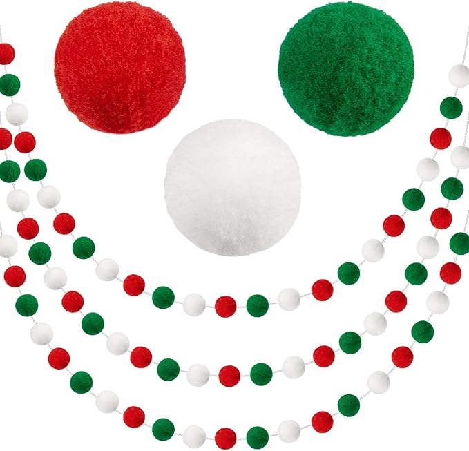 3 Pack Pom Pom Garland Colorful Felt Ball Garland Decorations, 6.5 Feet Long by Unknown
