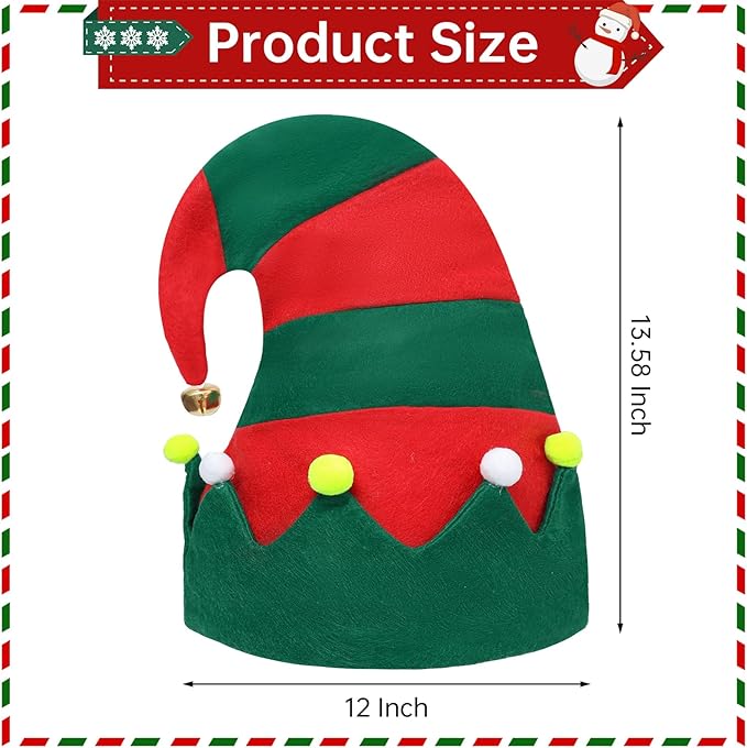 Felt Elf Christmas Hats, Unisex Elf Santa Hats - Image 2