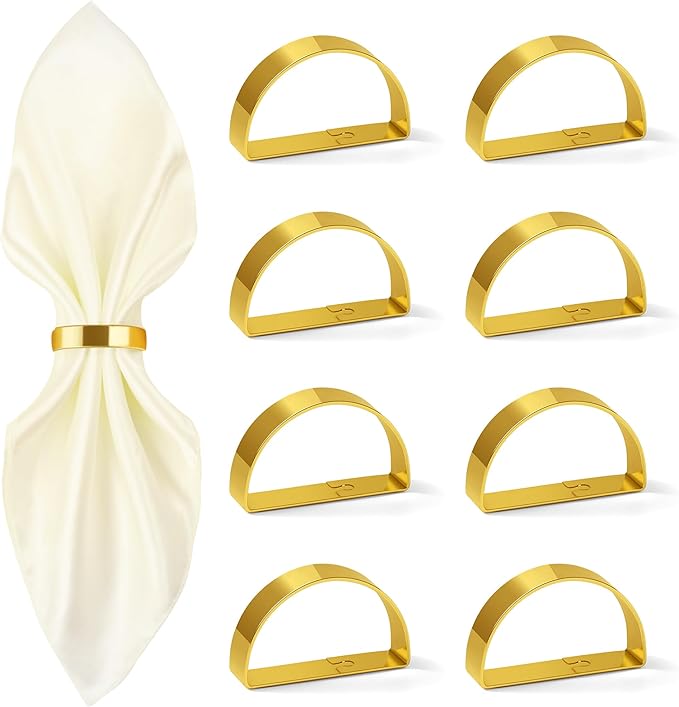 Gold Napkin Rings Set of 8, Iron Material Bright Gold Napkin Holder, Fall by NOVAYEAH