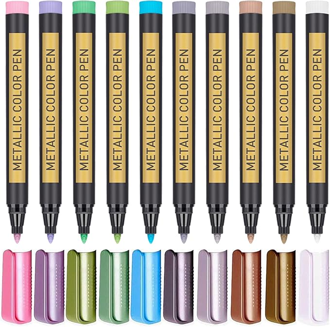 JR.WHITE Metallic Paint Markers, 10 Colors - Image 9