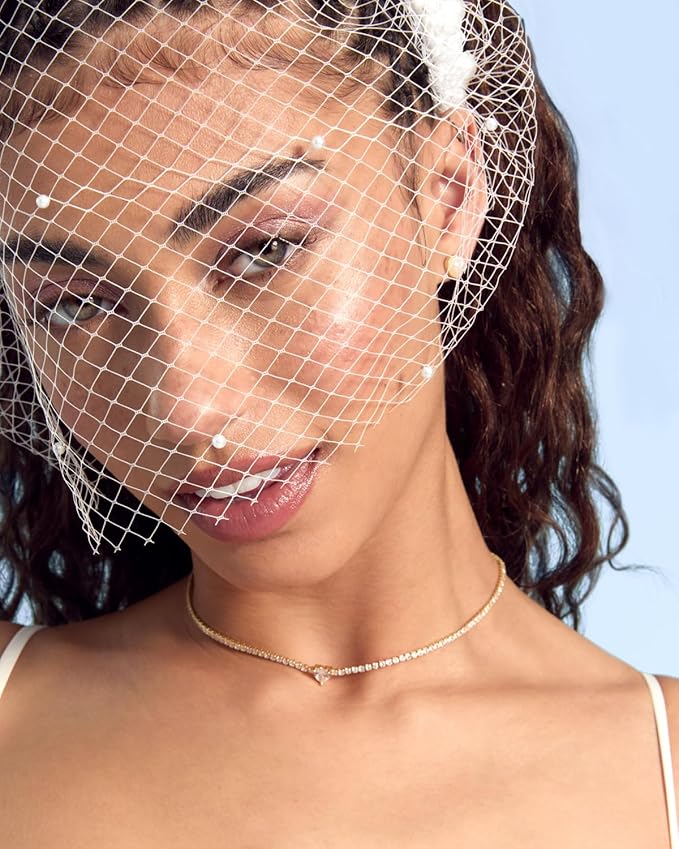 xo, Fetti Pearl Beaded Bridal Headband + Birdcage Veil | Bachelorette Party - Image 3