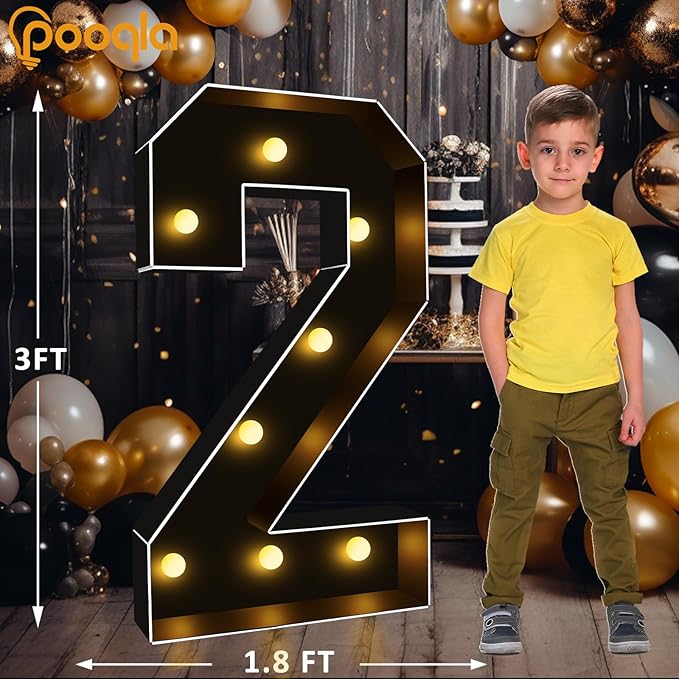 Pooqla 3FT Marquee Light Up Numbers, Giant Mosaic Light Up Numbers - Image 4