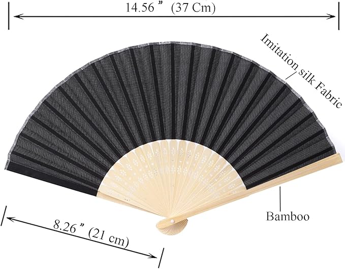 24pcs Imitated Silk Hand Fan Imitated Silk Fabric Bamboo Handheld Folded Fan - Image 2