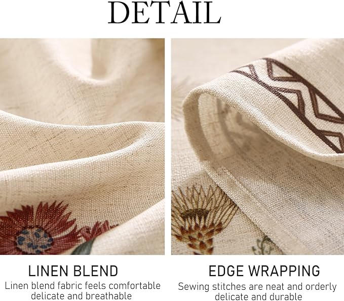 ISAENNE Designer Off White Linen Round Tablecloth, Floral Elegant Table Cloth - Image 4