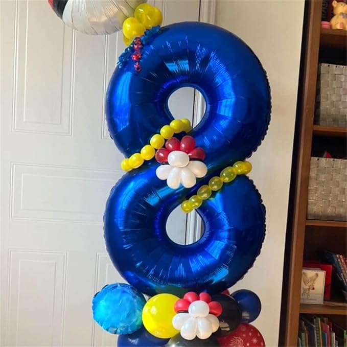 Navy Bluen Balloon Number 8, 40 Inch Large Self Inflating Royal Blue Foil - Image 5