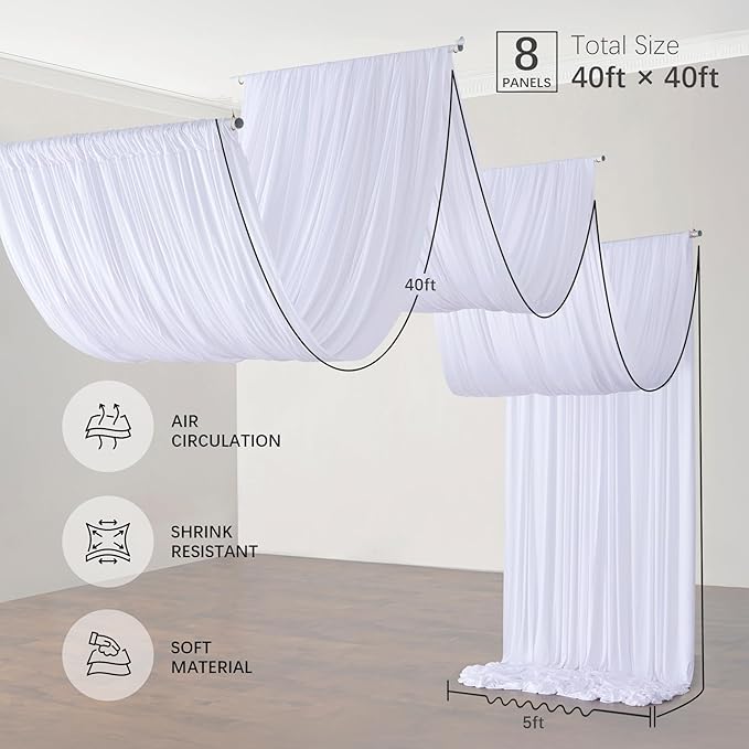 PartyVillage 40ftx40ft White Ceiling Curtain - Image 6