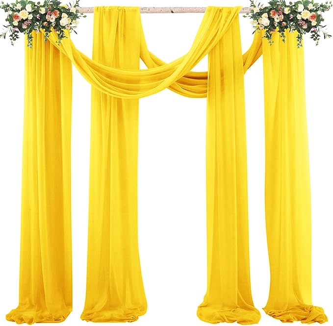 2 Pack 10Ft Chiffon Yellow Table Runner Sheer 29x120 Inch - Image 8