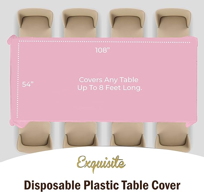 Party Solids Pack Of 12 Premium Plastic Tablecloth 54 Inch x 108 Inch Rectangle - Image 4