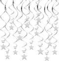 BEISHIDA Silver Star Hanging Swirl Decorations, Hanging Silver Party Supplies by Beishida