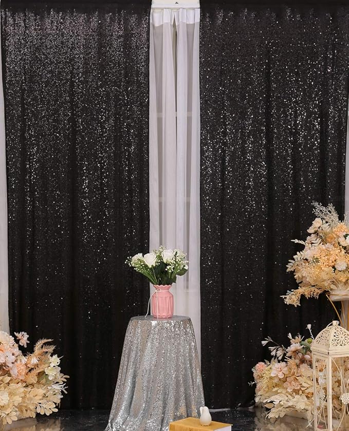 Poise3EHome Black Sequin Backdrop Curtain - Image 3