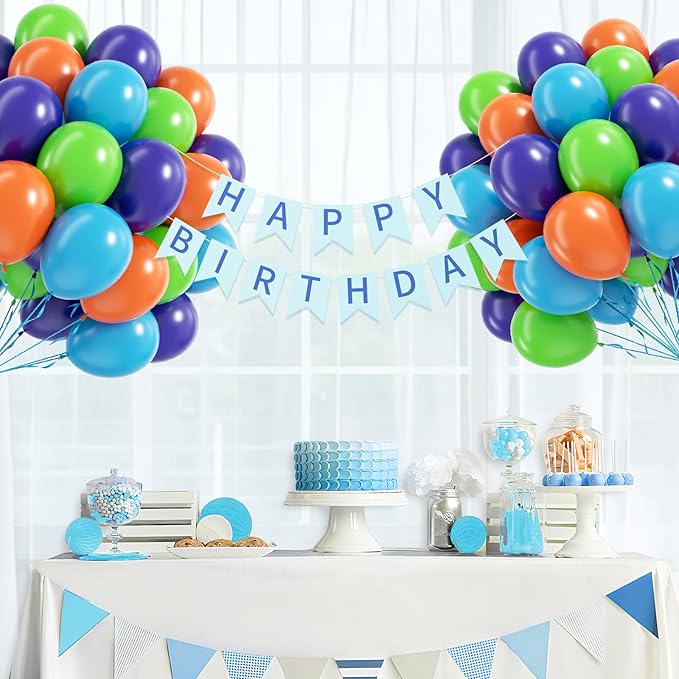 60pcs Blue and Orange Balloons 12inch - Image 7