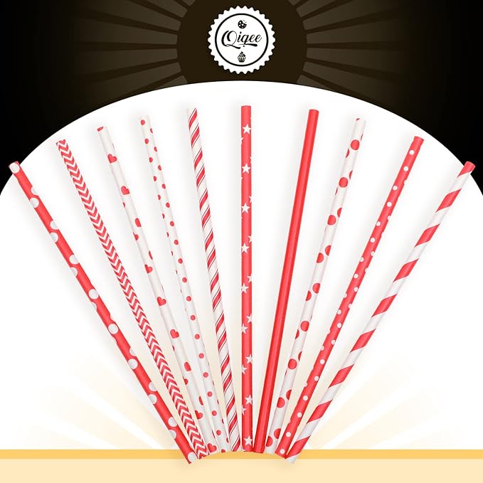 Red Paper Straws for Drinking Red Disposable Straws 150pcs Disposable Straws - Image 4