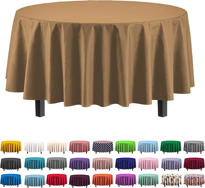 12-Pack Premium Plastic Tablecloth 84in. Round Table Cover by Exquisite