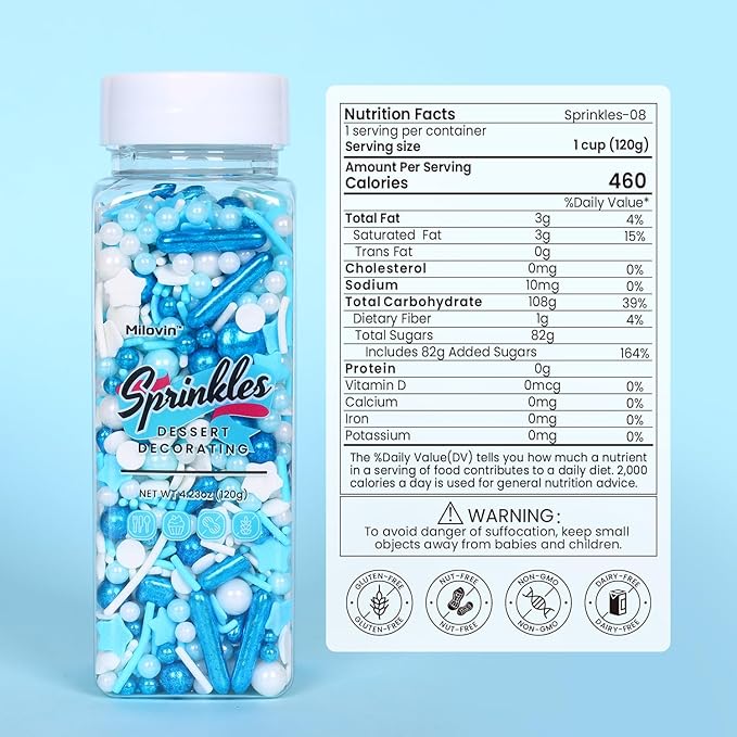 Blue Sprinkles for Cake Decorating, Galaxy Blue Sprinkles Mix, Metallic - Image 2