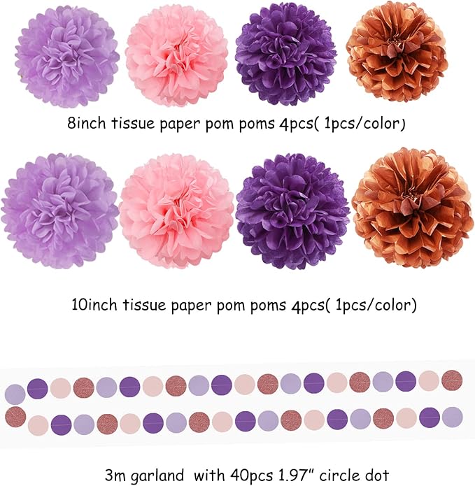 Rose-Gold Pink Purple Party Decorations - Image 2