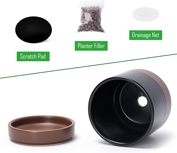 D'vine Dev Set of 4 Small Ceramic Plant Pots, 3.5 Inch Succulent Planter Pot - Image 4