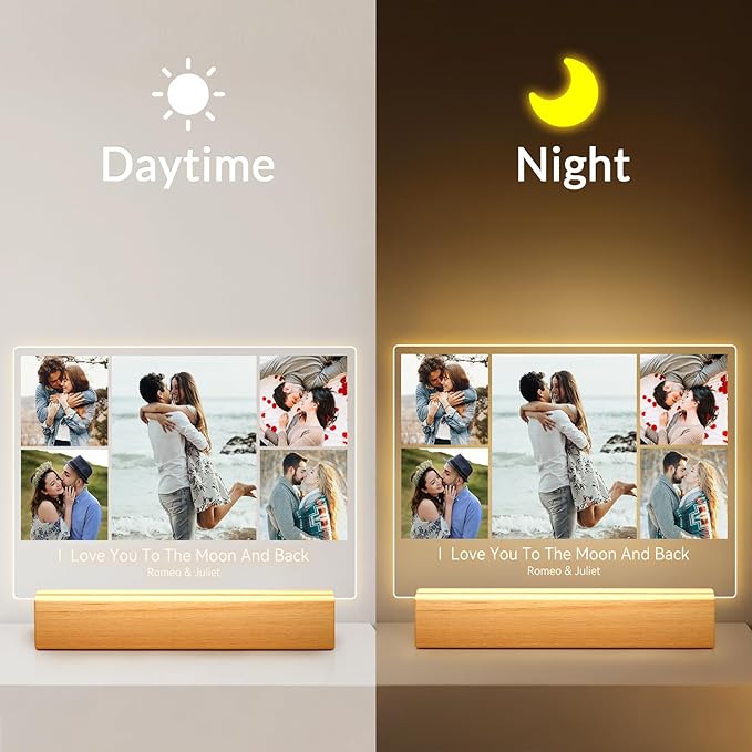 Custom Picture Frames with Photo, Personalized Photo Frame with Night Light - Image 3