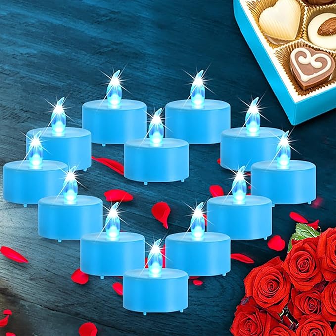 LED Tea Lights Candles- 24PACK Blue Flameless Candles Realistic and Bright - Image 3