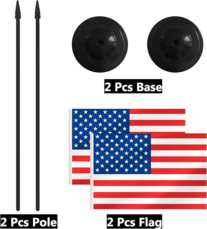 2 Pack USA Desk Flag Set, American Desktop Small Miniature Table Office Flag - Image 6